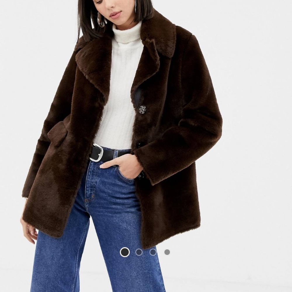 NWT Warehouse faux fur brown winter coat